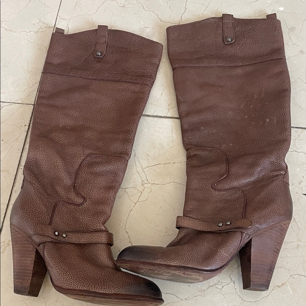 Sam Edelman Chocolate LEATHER Heeled Boots